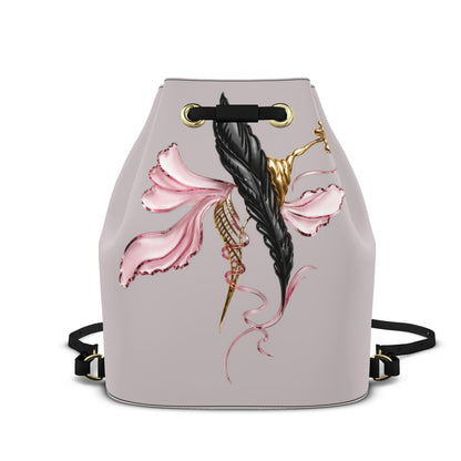 Leder-Rucksack mit Kordelzug
