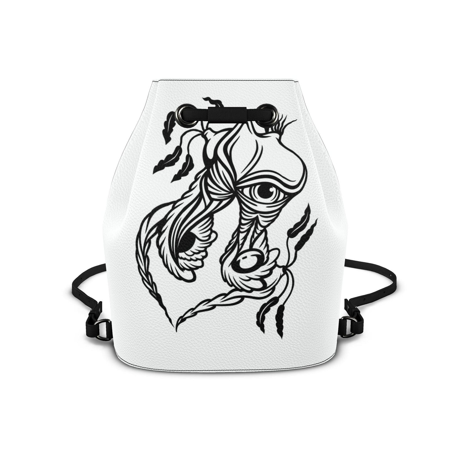 Leder-Rucksack mit Kordelzug