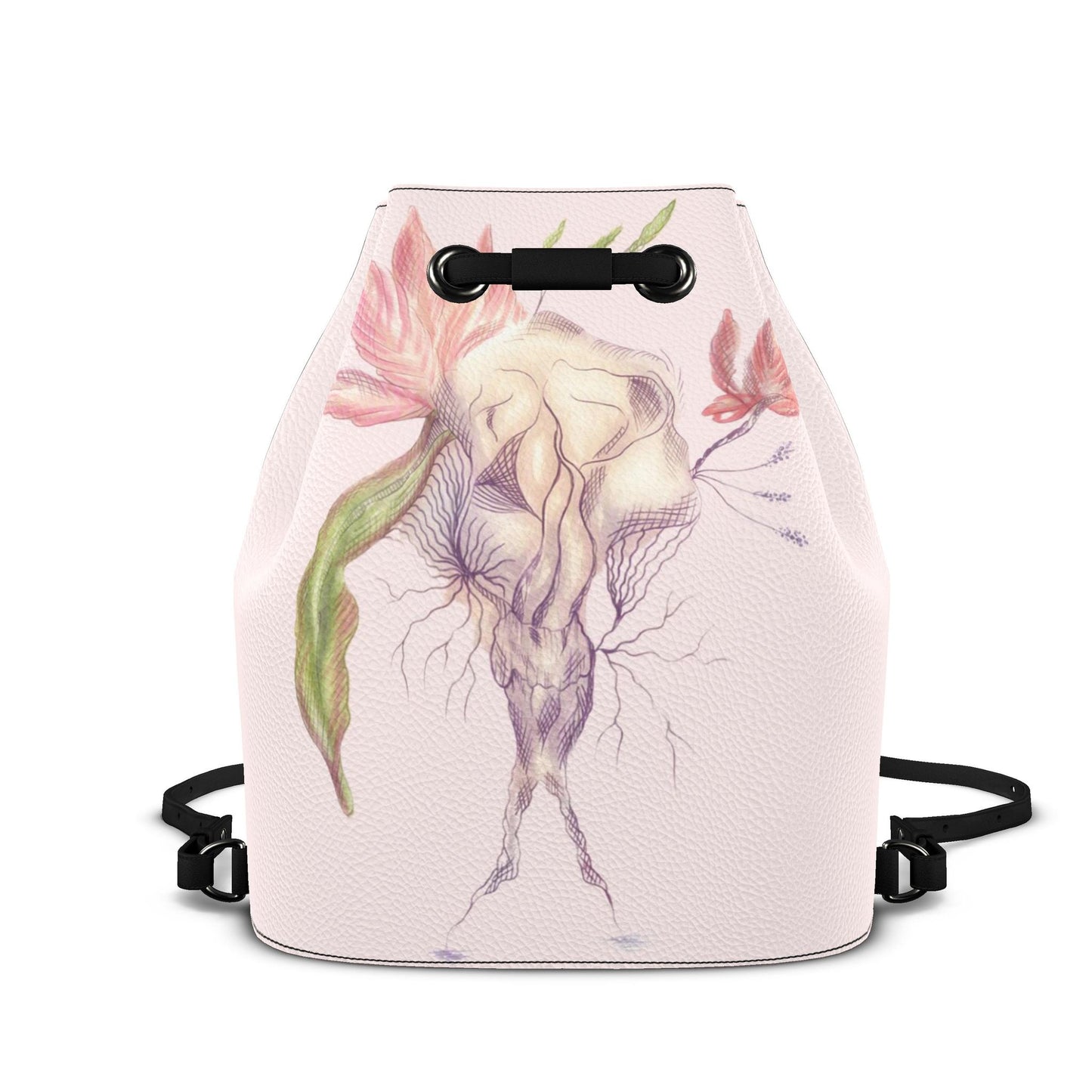 Leder-Rucksack mit Kordelzug
