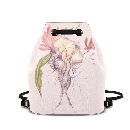 Leder-Rucksack mit Kordelzug