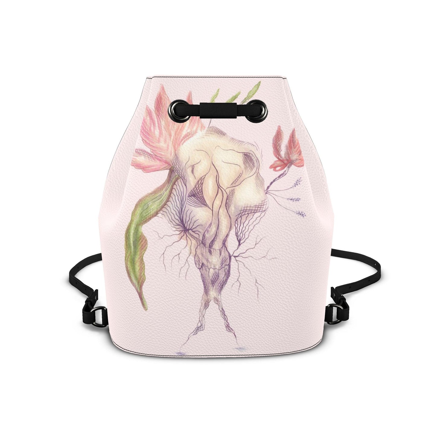 Leder-Rucksack mit Kordelzug