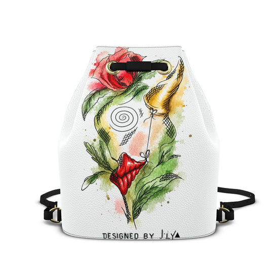 Leder-Rucksack mit Kordelzug