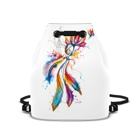 Leder-Rucksack mit Kordelzug