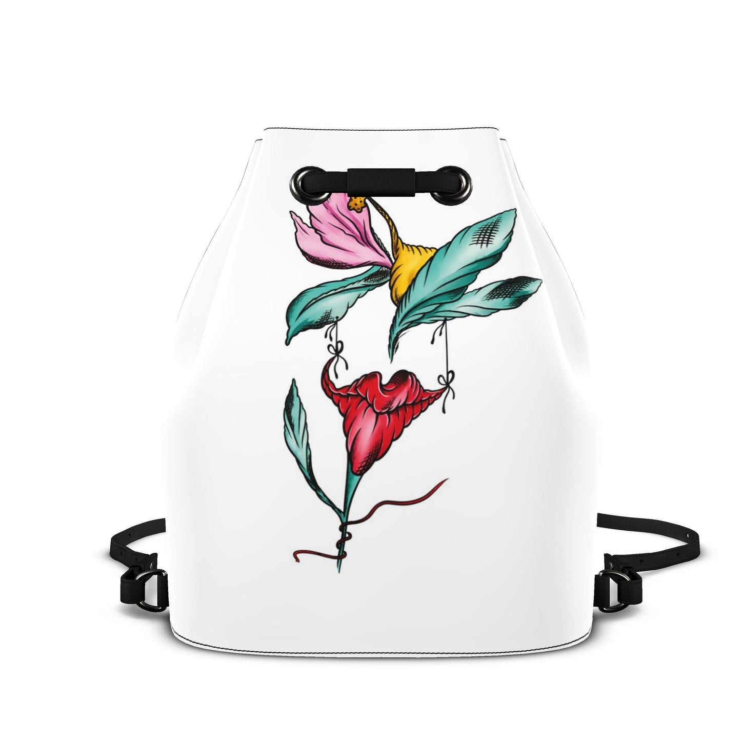 Leder-Rucksack mit Kordelzug