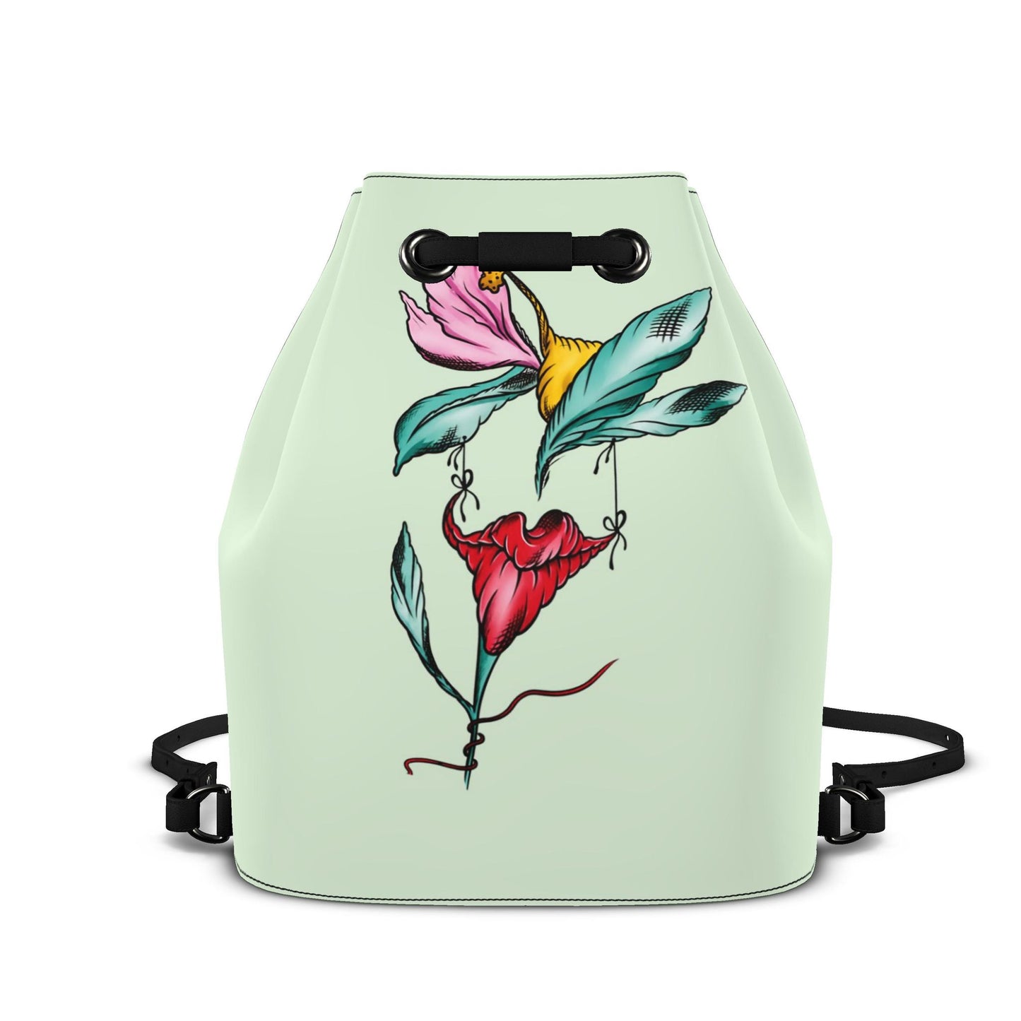 Leder-Rucksack mit Kordelzug