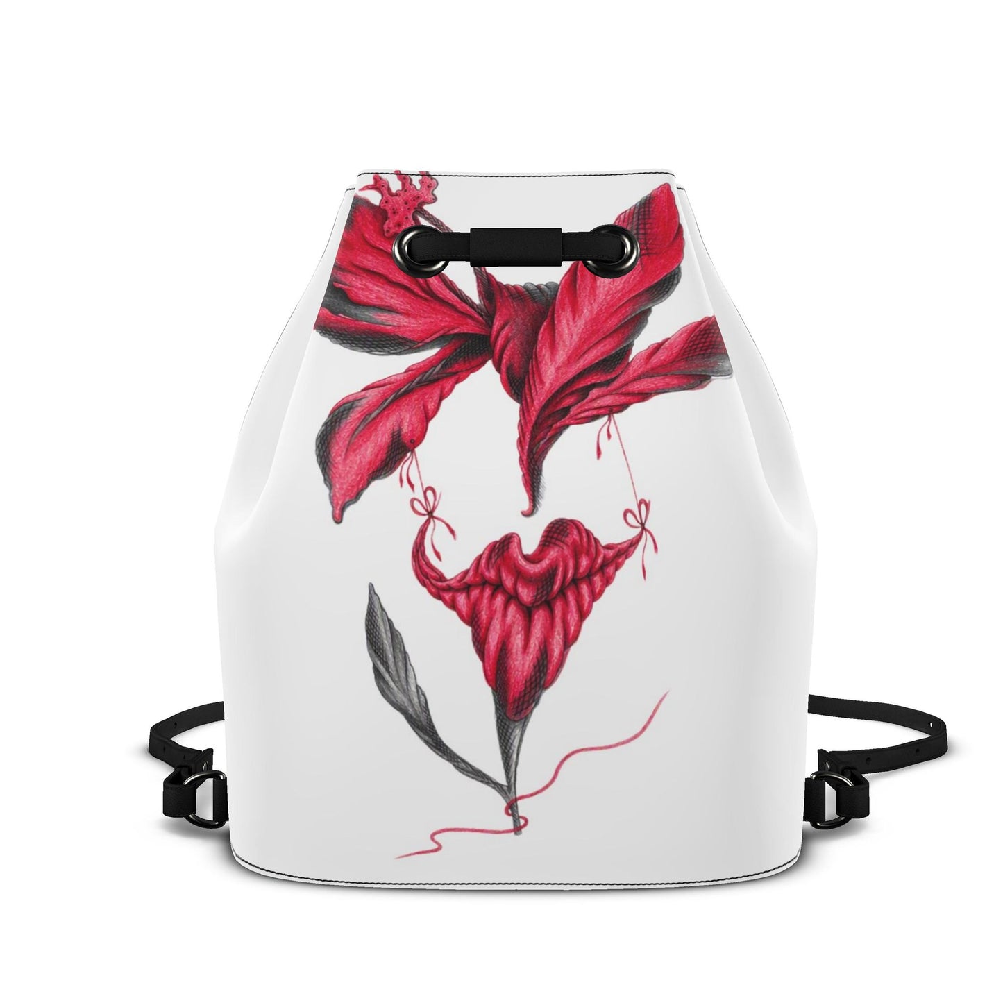 Leder-Rucksack mit Kordelzug