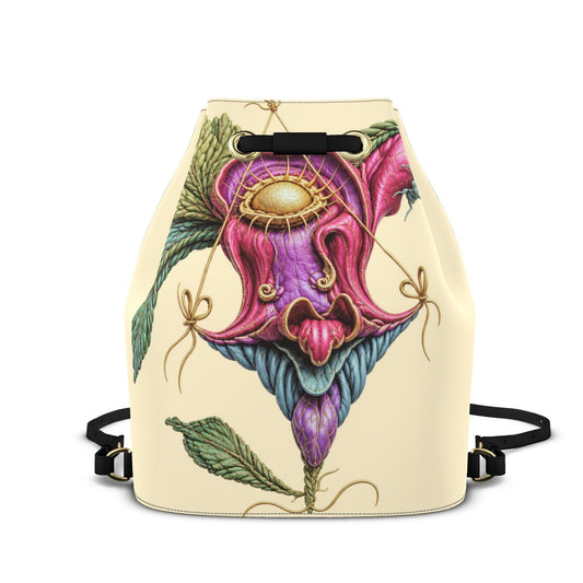 Leder-Rucksack mit Kordelzug